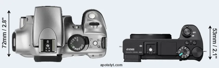 Compare Rebel versus A6500 top
