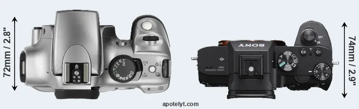 Compare Rebel versus A7 III top