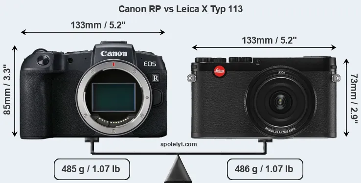 Size Canon RP vs Leica X Typ 113