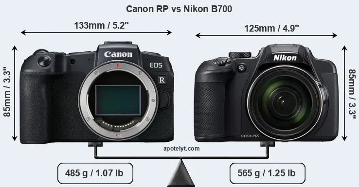 Size Canon RP vs Nikon B700