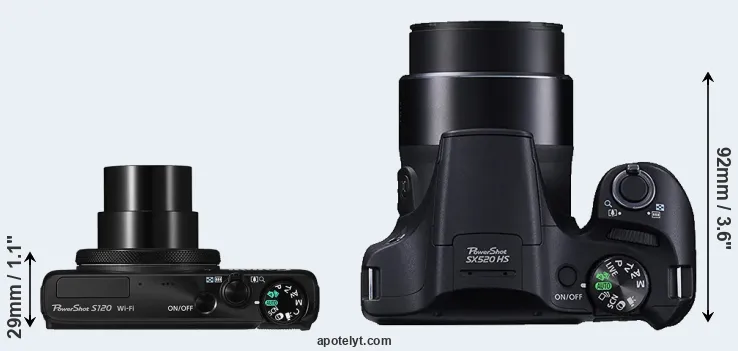 Compare S120 versus SX520 top