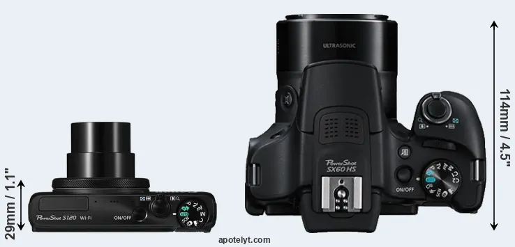 Compare S120 versus SX60 top