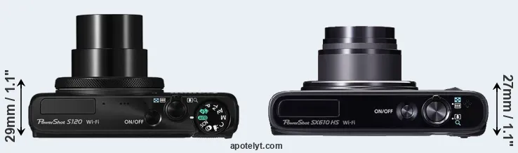 Compare S120 versus SX610 top
