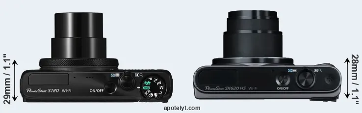 Compare S120 versus SX620 top