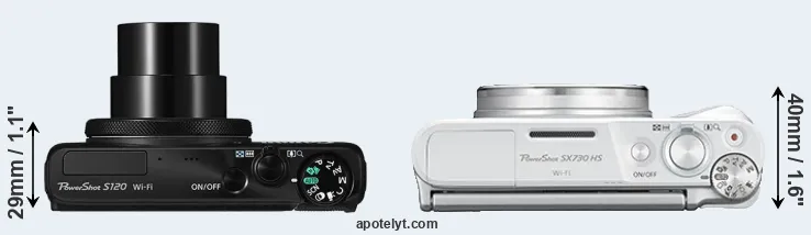 Compare S120 versus SX730 top