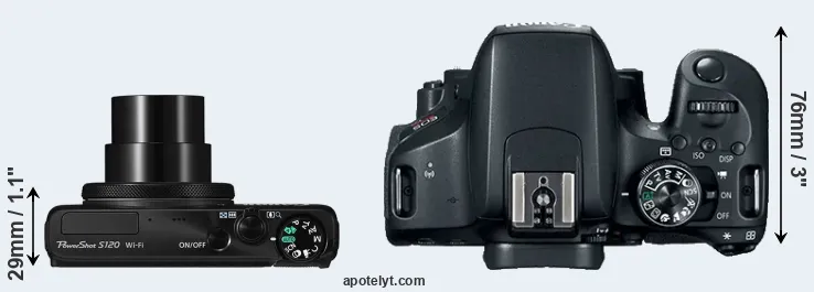 Compare S120 versus T7i top