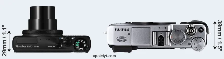 Compare S120 versus X-E1 top
