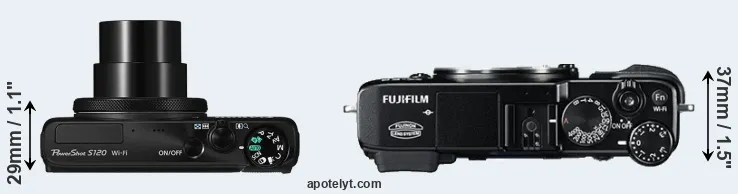 Compare S120 versus X-E2 top