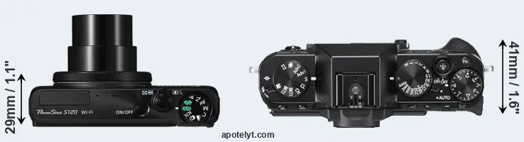 Compare S120 versus X-T20 top
