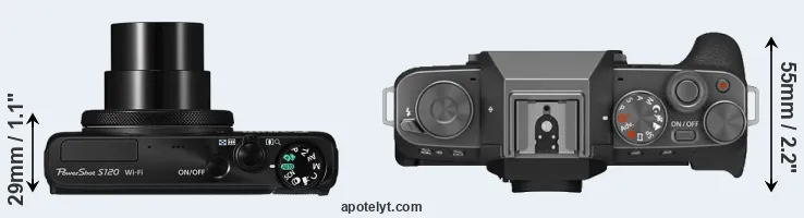 Compare S120 versus X-T200 top