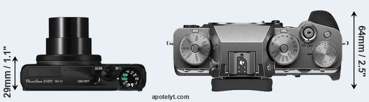 Compare S120 versus X-T4 top