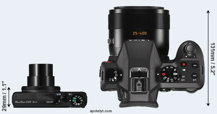 Compare S120 versus V-LUX Typ 114 top