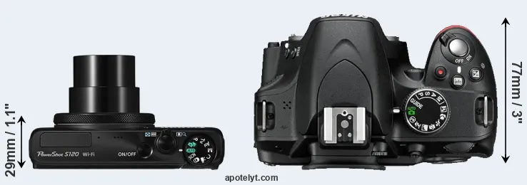 Compare S120 versus D3200 top