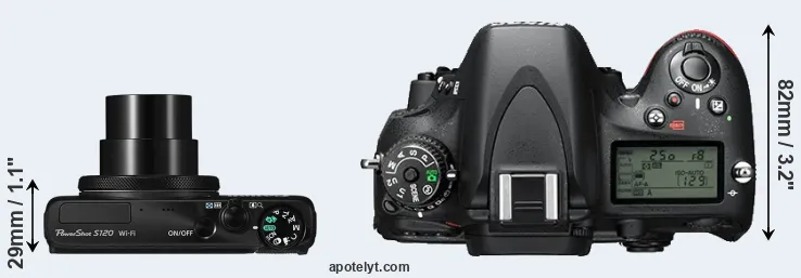 Compare S120 versus D610 top