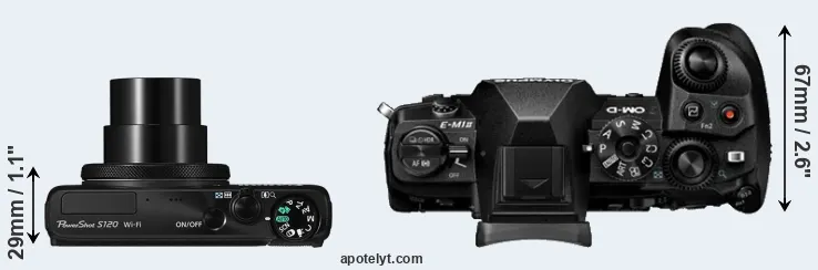 Compare S120 versus E-M1 II top