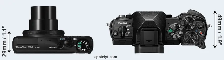 Compare S120 versus E-M10 IV top