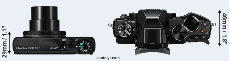 Compare S120 versus E-M10 top