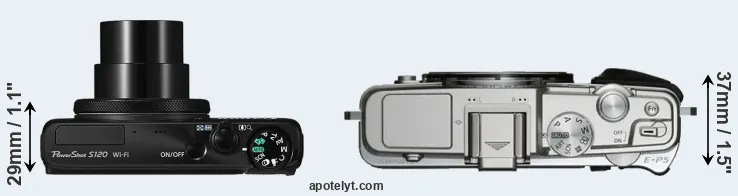Compare S120 versus E-P5 top
