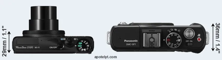 Compare S120 versus GF1 top