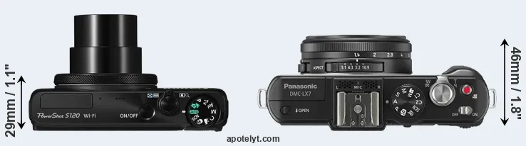 Compare S120 versus LX7 top