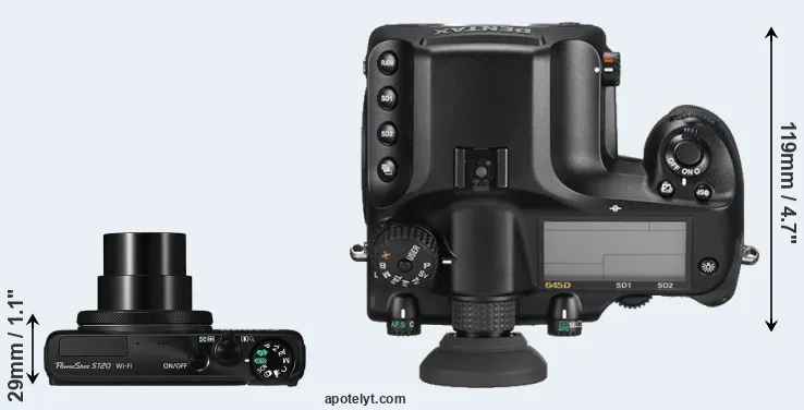 Compare S120 versus 645D top