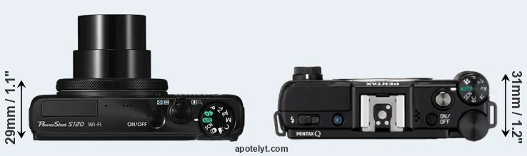Compare S120 versus Pentax Q top