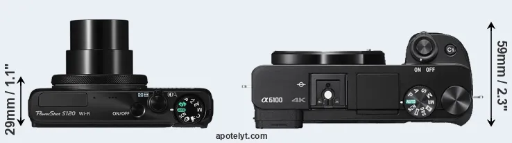 Compare S120 versus A6100 top
