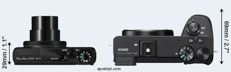 Compare S120 versus A6600 top