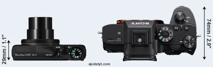 Compare S120 versus A7R III top