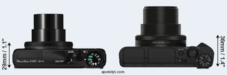 Compare S120 versus HX90V top