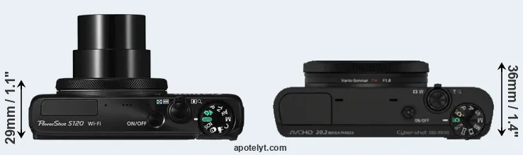 Compare S120 versus RX100 top