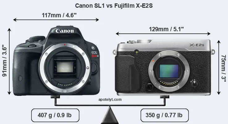 Size Canon SL1 vs Fujifilm X-E2S