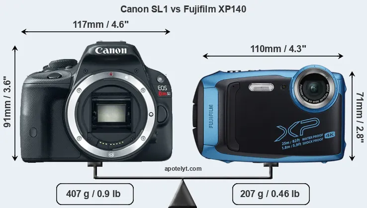 Size Canon SL1 vs Fujifilm XP140