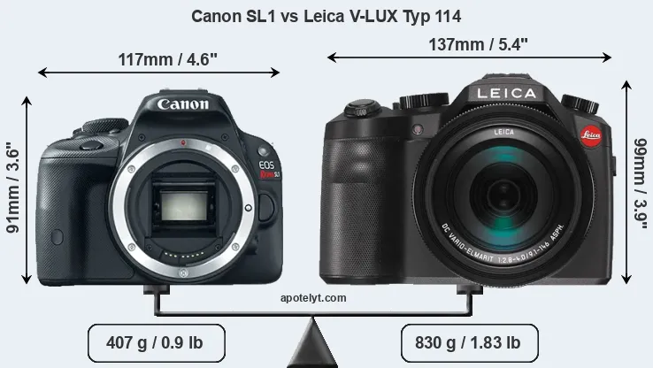 Size Canon SL1 vs Leica V-LUX Typ 114