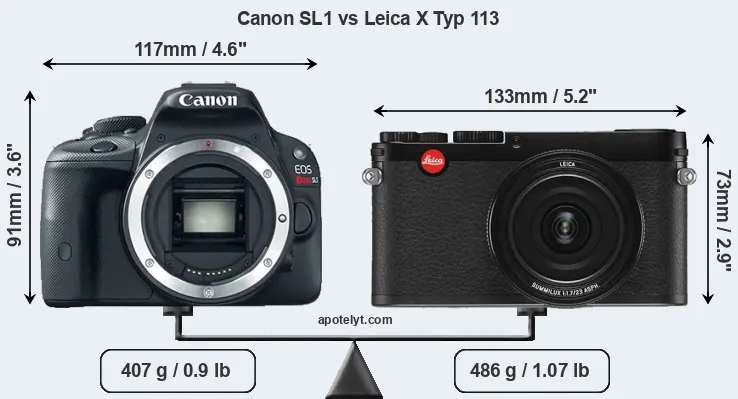 Size Canon SL1 vs Leica X Typ 113