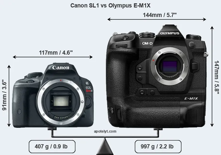 Size Canon SL1 vs Olympus E-M1X