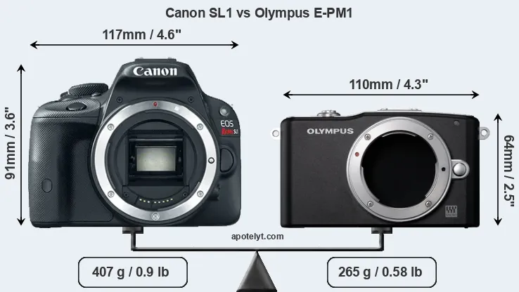 Size Canon SL1 vs Olympus E-PM1