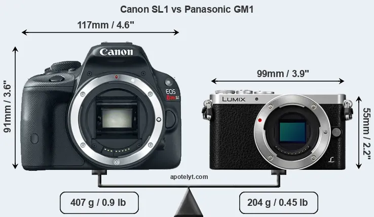 Size Canon SL1 vs Panasonic GM1