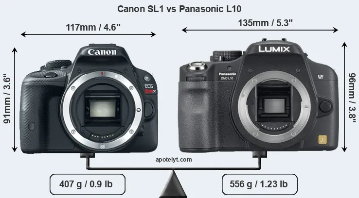 Size Canon SL1 vs Panasonic L10