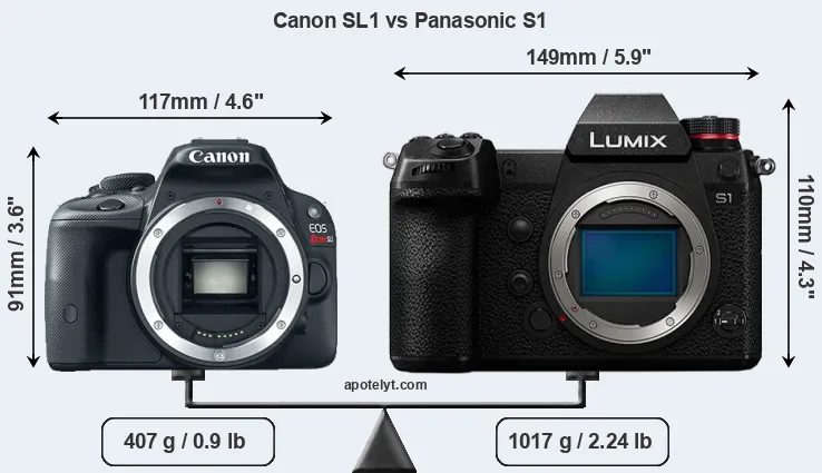 Size Canon SL1 vs Panasonic S1