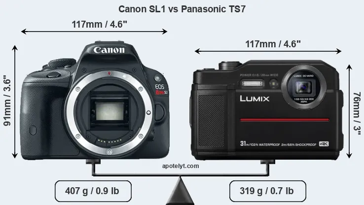 Size Canon SL1 vs Panasonic TS7