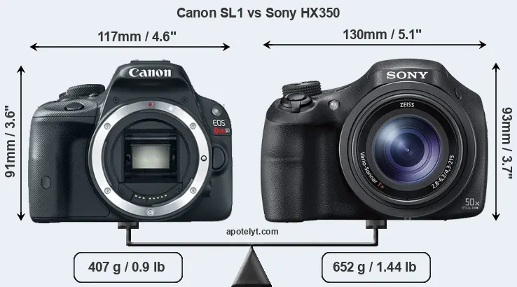 Size Canon SL1 vs Sony HX350