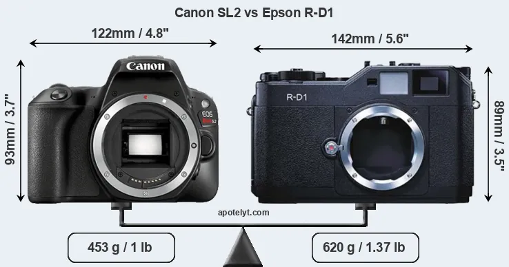 Size Canon SL2 vs Epson R-D1