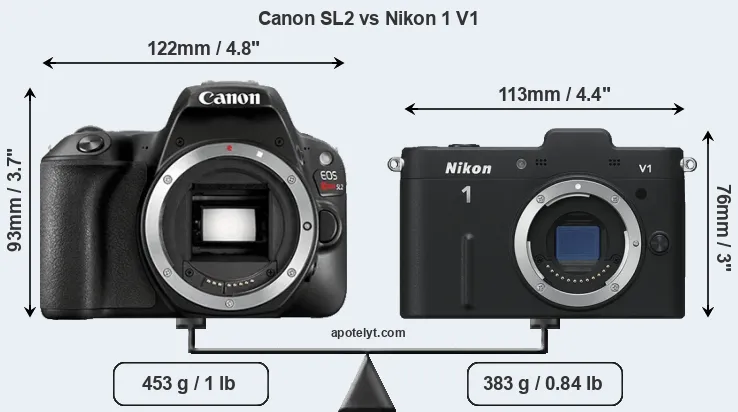 Size Canon SL2 vs Nikon 1 V1