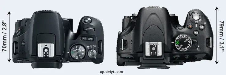 Compare SL2 versus D5100 top