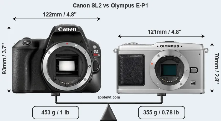 Size Canon SL2 vs Olympus E-P1