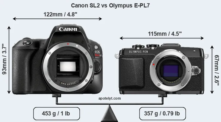 Size Canon SL2 vs Olympus E-PL7