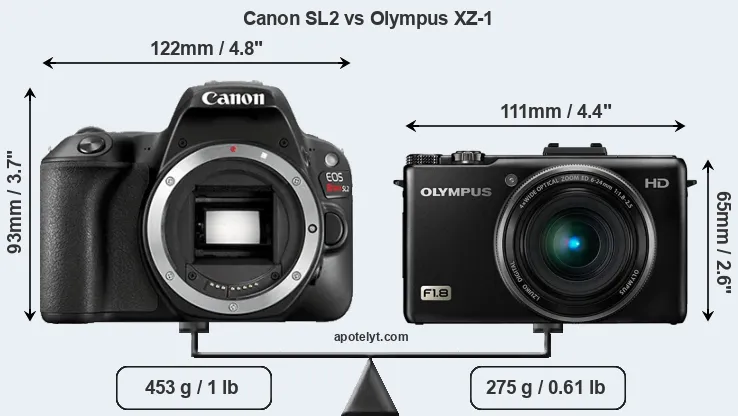 Size Canon SL2 vs Olympus XZ-1