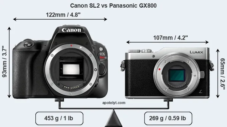 Size Canon SL2 vs Panasonic GX800