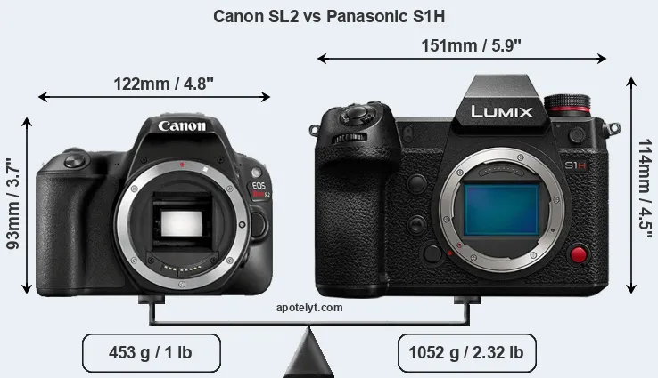 Size Canon SL2 vs Panasonic S1H